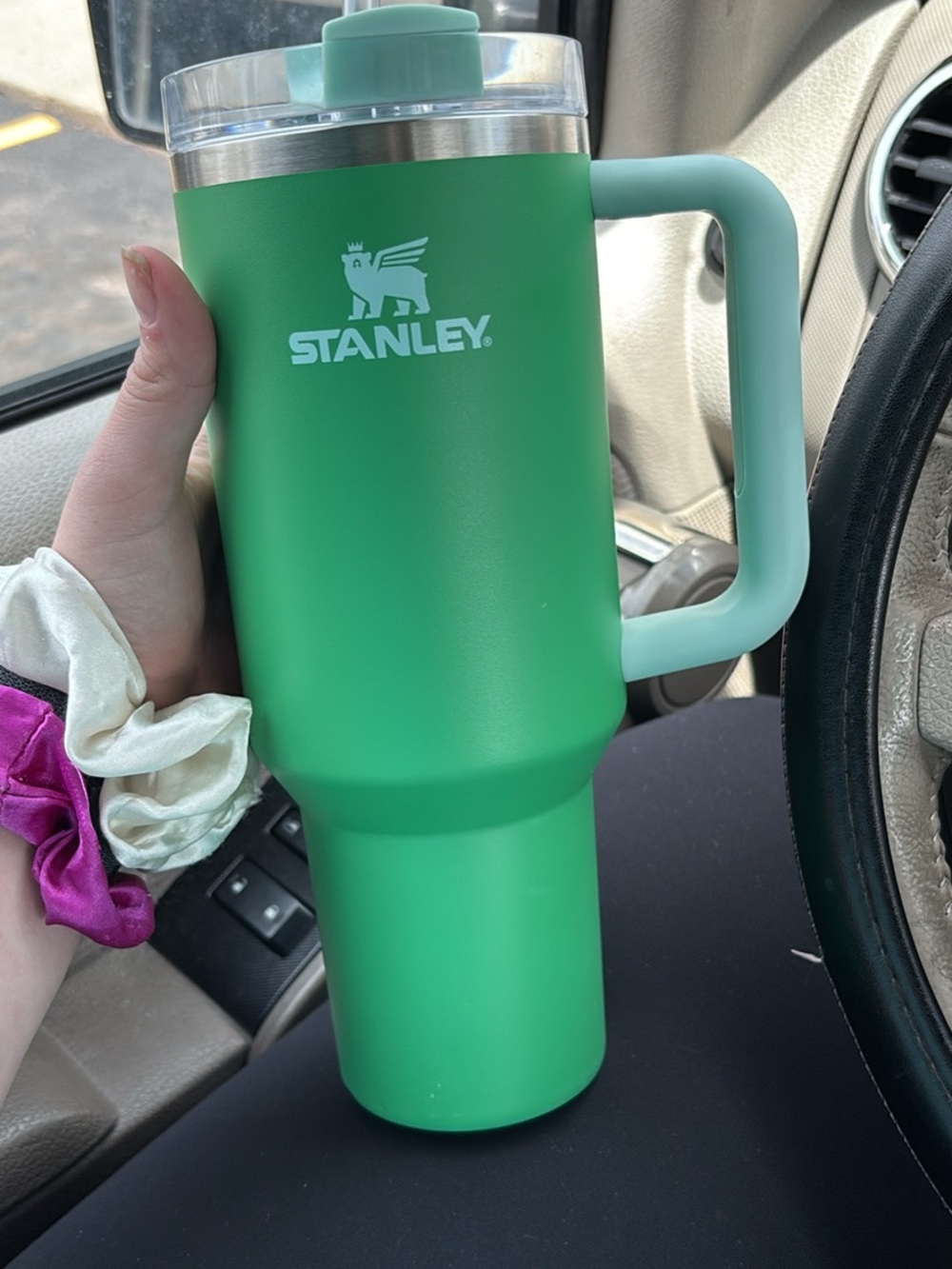 Stanley Two-Tone Green Travel Mug with Mint Handle